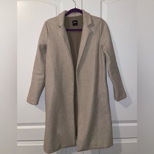 Zara Beige Felt Texture Open Front Coat